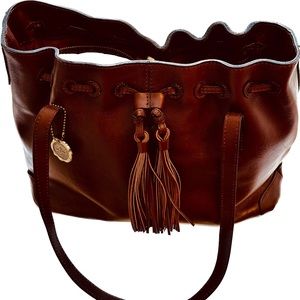 Patricia Nash "Witney 'British Tan Leather Tassel Shoulder Bag